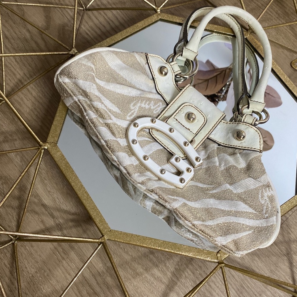 Y2K GUESS Cream Zebra Print Mini Purse